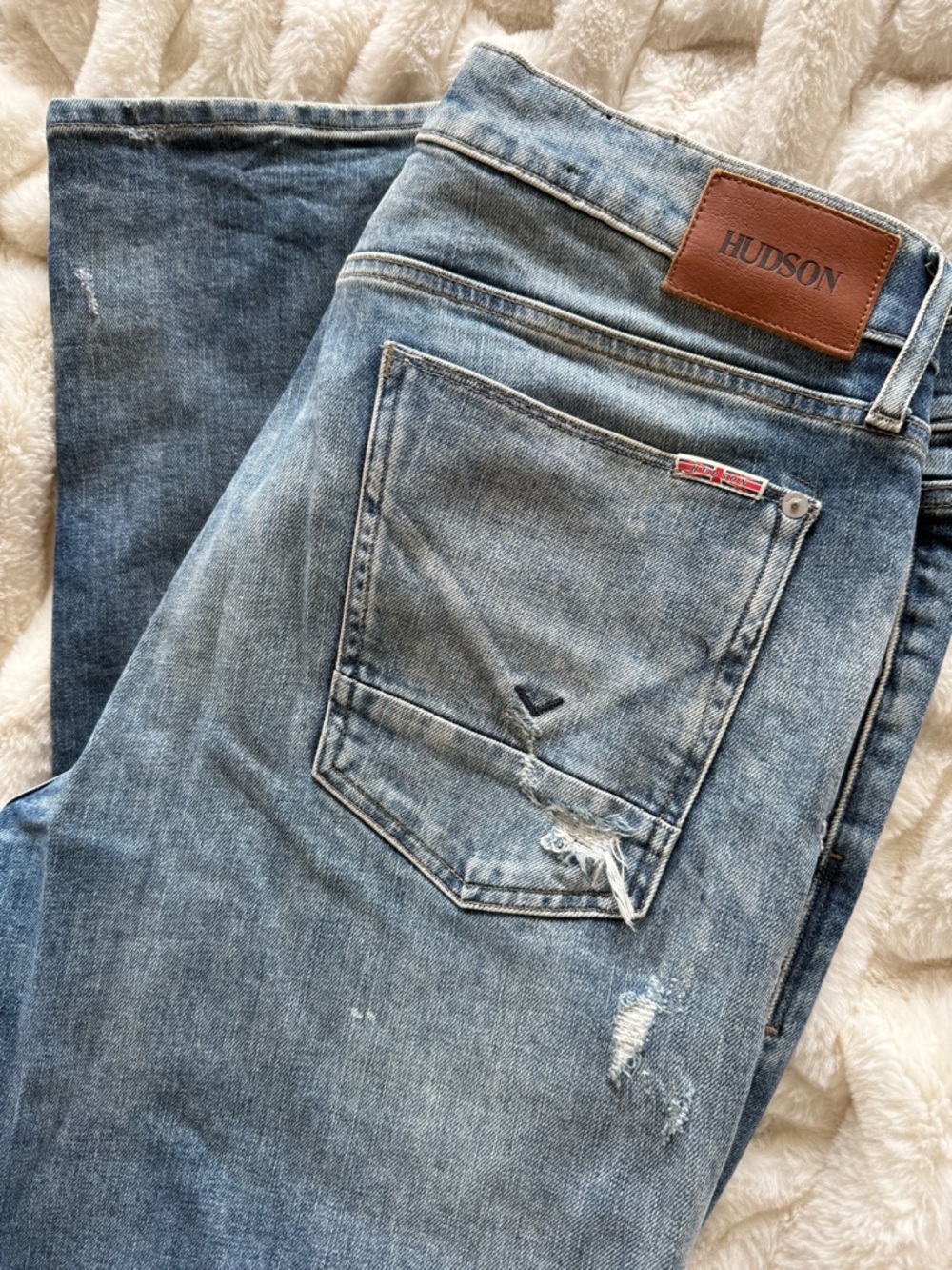 Hudson distressed vintage straight leg men’s jeans 38x34